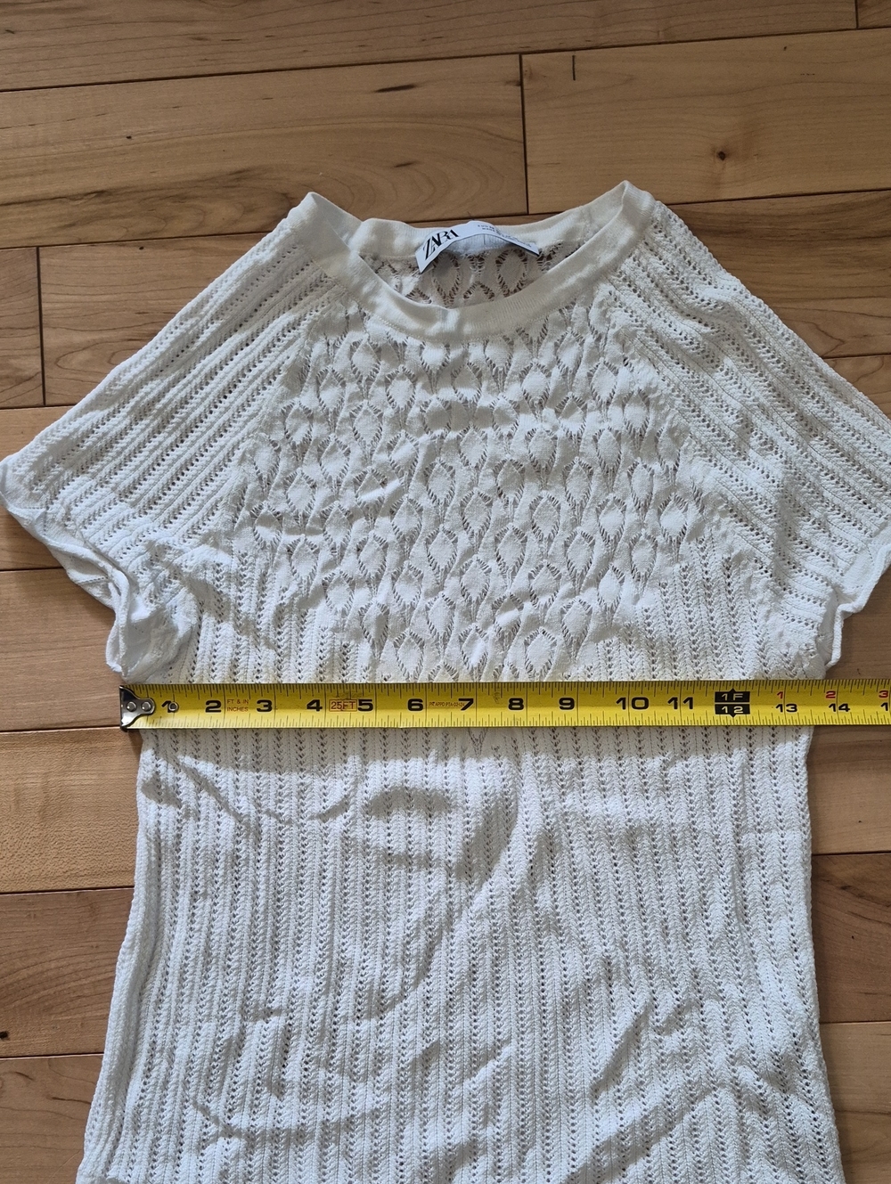 Zara Women's Size Medium Cream Knit Short-Sleeve Sweater Top - Picture 6 of 6